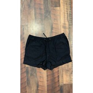 H&M Women's Linen Blend Black Shorts Size M Elastic Waist Drawstring Pockets EUC